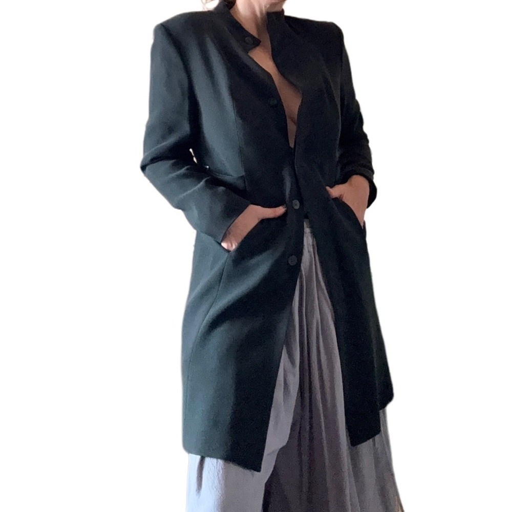 Vintage Alfani Hunter green button down blazer j mid length sz 6 small woman’s